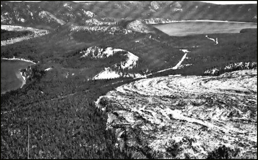 Great Obsidian Bed, one of the world's largest and purest flows of black volvanic glass, viewed from Paulina Point Lookout