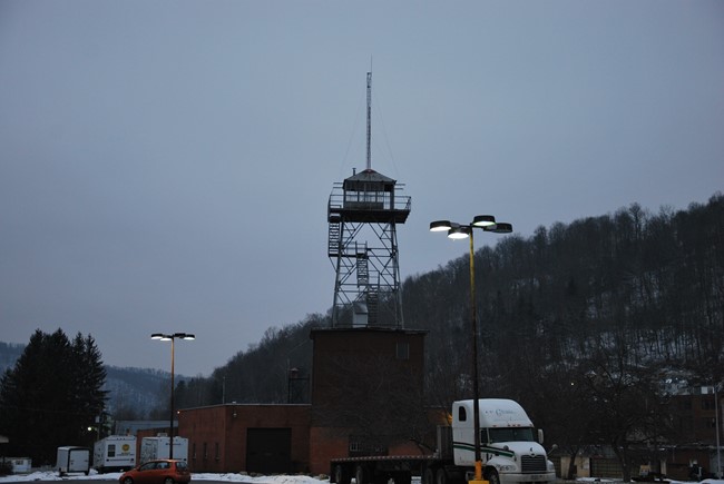 Top of Mikes Knob Tower atop Richwood VFD in February 2014