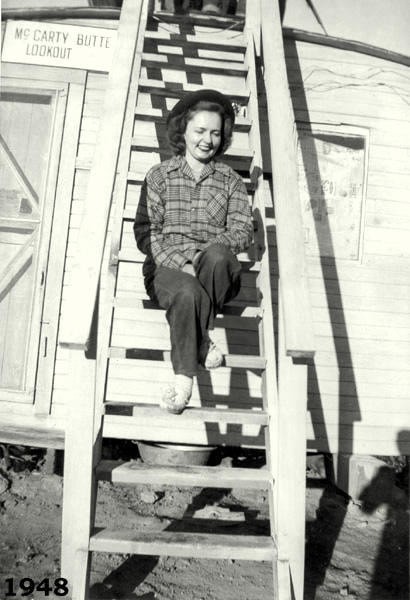McCarty Butte Lookout 1948 (Curtis Family photo - Donna Curtis in photo)