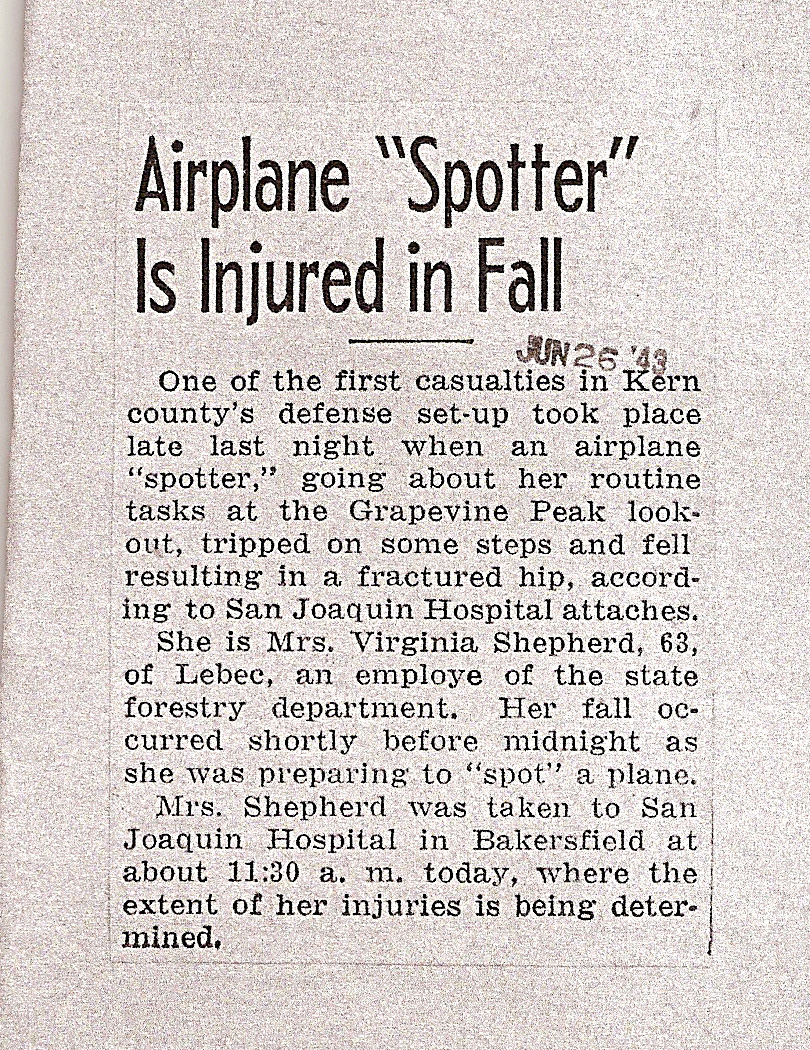 Aircraft Warning Service Article - 1943