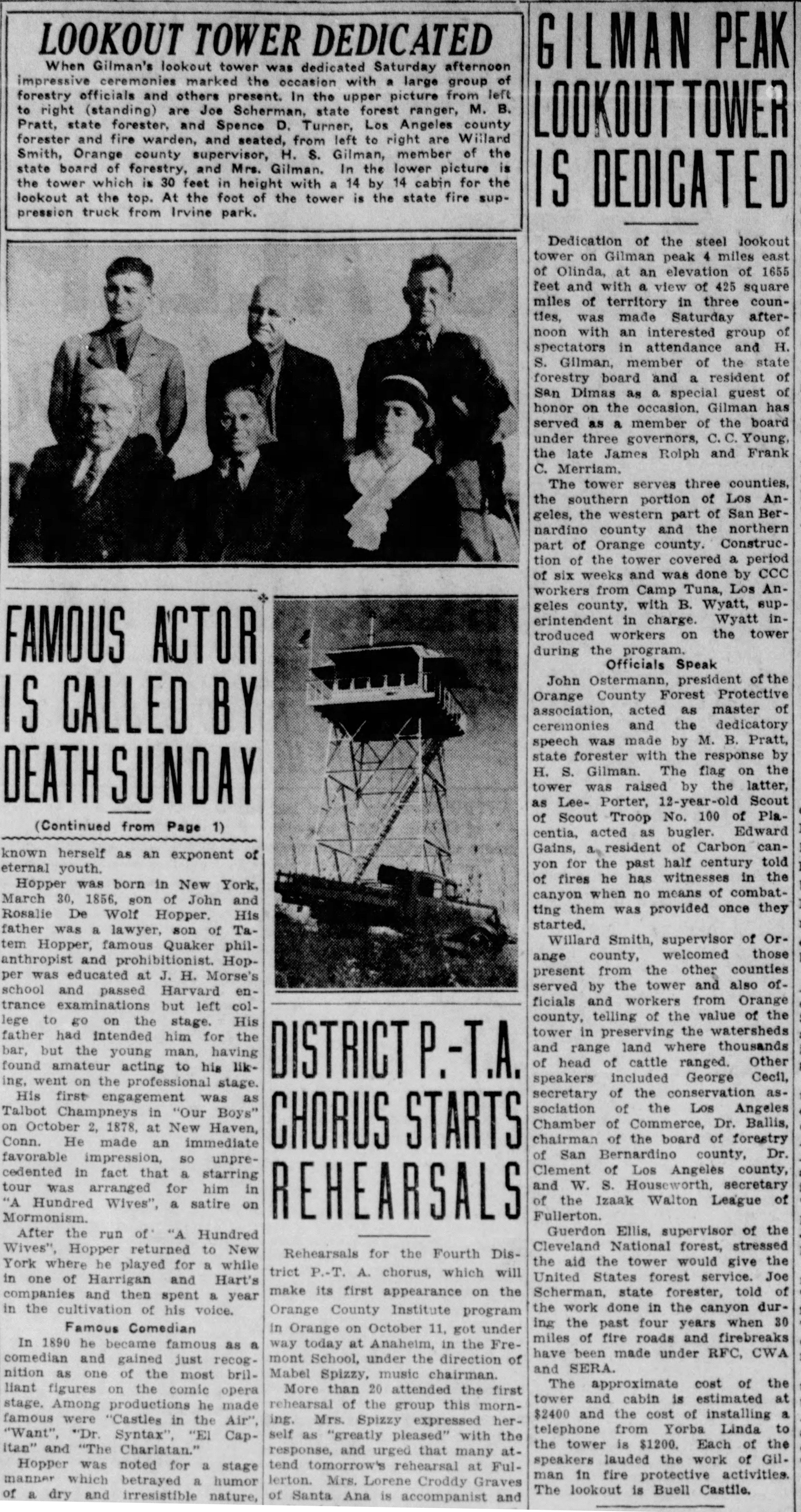 Gilman Peak Lookout Tower Is Dedicated