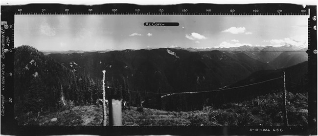 Clear West Peak Lookout panoramic 8-10-1934 (SE)