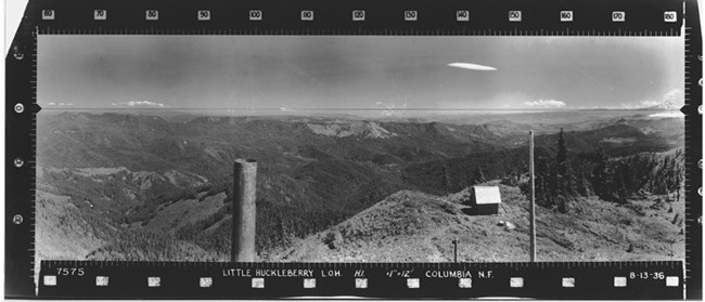 Little Huckleberry Mountain Lookout panoramic 8-13-1936 (SE)