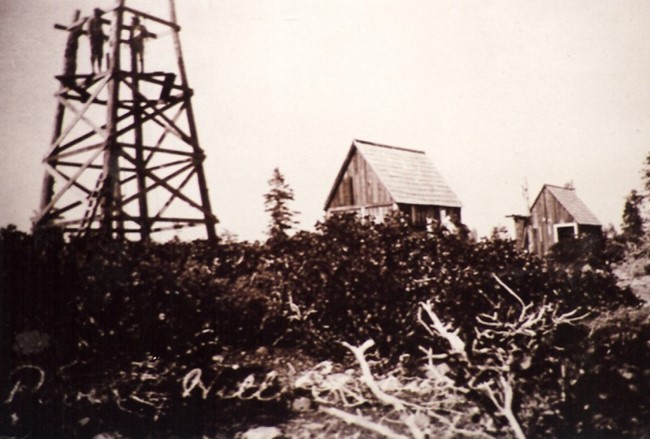 Poverty Hill Timber Tower Under Construction - 1914